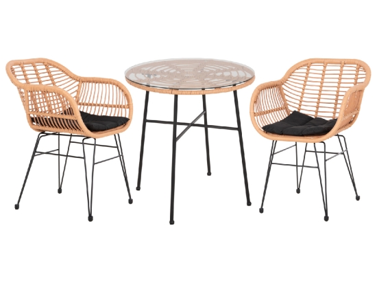 ΣΕΤ ΕΞΩΤΕΡΙΚΟΥ ΧΩΡΟΥ 3ΤΜΧ ALLEGRA HM10476 WICKER ΜΠΕΖ-ΜΕΤΑΛΛΟ ΜΑΥΡΟ