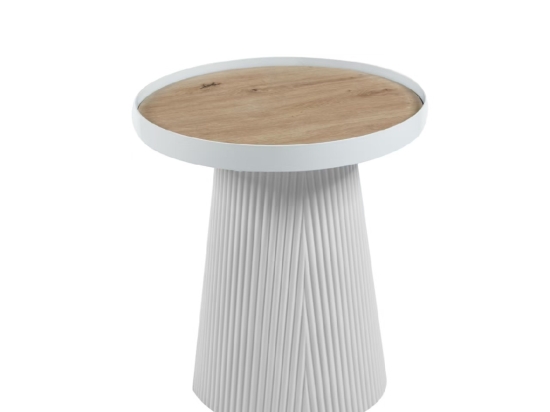 ΤΡΑΠΕΖΑΚΙ ΒΟΗΘΗΤΙΚΟ DENTON HM18023.02 MDF TOP ΦΥΣΙΚΟ ΞΥΛΟΥ-ΒΑΣΗ ΛΕΥΚΗ Φ45x51,5Υεκ.