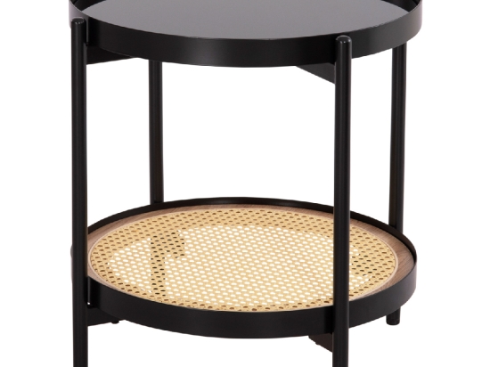 ΒΟΗΘΗΤΙΚΟ ΤΡΑΠΕΖΙ SEITZ HM18031 ΓΥΑΛΙ TOP-ΜΕΤΑΛΛΟ-RATTAN ΣΕ ΦΥΣΙΚΟ Φ50x55,5Υεκ.