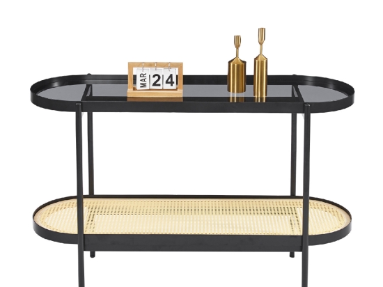 ΚΟΝΣΟΛΑ SEITZ HM18032 ΓΥΑΛΙ TOP-ΜΕΤΑΛΛΟ-RATTAN ΣΕ ΦΥΣΙΚΟ 120x43x76,5Υεκ.
