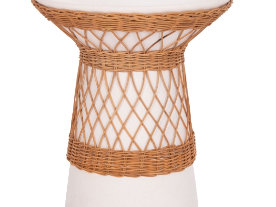 ΒΟΗΘΗΤΙΚΟ ΤΡΑΠΕΖΙ ΣΤΡΟΓΓΥΛΟ DELIA HM18167.02 FIBER CEMENT ΛΕΥΚΟ & RATTAN Φ40x45Υεκ