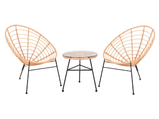 ΣΕΤ ΕΞΩΤΕΡΙΚΟΥ ΧΩΡΟΥ 3ΤΜΧ ALLEGRA HM21047.11 ΜΠΕΖ ΣΥΝΘ.RATTAN-ΜΕΤΑΛΛΟ ΣΕ ΜΑΥΡΟ