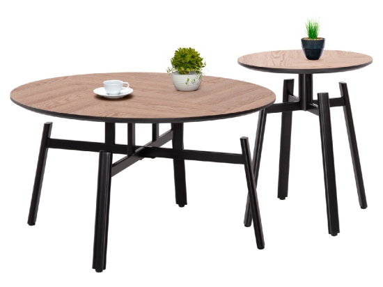 ΣΕΤ 2ΤΜΧ ΤΡΑΠΕΖΙΑ ΣΑΛΟΝΙΟΥ NORTON HM21088 MDF-ΜΕΤΑΛΛΟ Φ80εκ & Φ45εκ