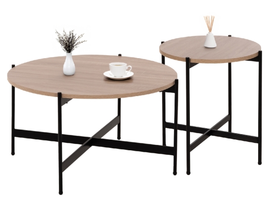 ΣΕΤ 2ΤΜΧ ΤΡΑΠΕΖΙΑ ΣΑΛΟΝΙΟΥ RONDA HM21089.02 MDF ΣΟΝΑΜΑ Φ80εκ & Φ50εκ