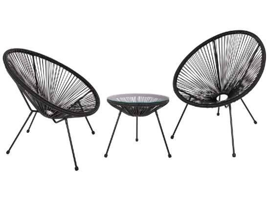 ΣΕΤ ΕΞΩΤΕΡΙΚΟΥ ΧΩΡΟΥ 3ΤΜΧ ACAPULCO HM21101 P.E.RATTAN-ΜΕΤΑΛΛΟ ΣΕ ΜΑΥΡΟ