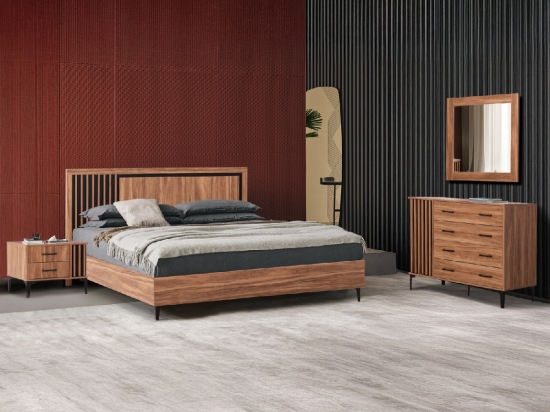 ΣΕΤ ΚΡΕΒΑΤΟΚΑΜΑΡΑΣ 4ΤΜΧ HARRY HM21115 ΜΕΛΑΜΙΝΗ ΣΕ ΦΥΣΙΚΟ ΞΥΛΟΥ & ΜΑΥΡΟ ΧΡΩΜΑ