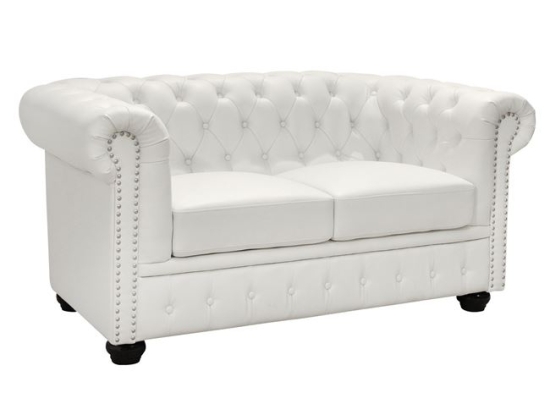 ΚΑΝΑΠΕΣ 2ΘΕΣΙΟΣ T.CHESTERFIELD HM3010.02 ΤΕΧΝΟΔΕΡΜΑ ΛΕΥΚΟ ΜΑΤ 155x90x73 εκ.