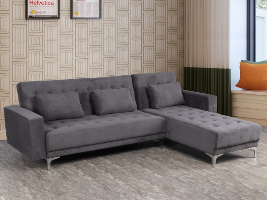 ΚΑΝΑΠΕΣ ΚΡΕΒΑΤΙ ΓΩΝΙΑ ΑΝΑΣΤΡΕΨΙΜΗ ELIZA HM3145.02 ΣΕ ΣΚΟΥΡΟ ΓΚΡΙ ΧΡΩΜΑ 244Χ162Χ84Υ εκ.