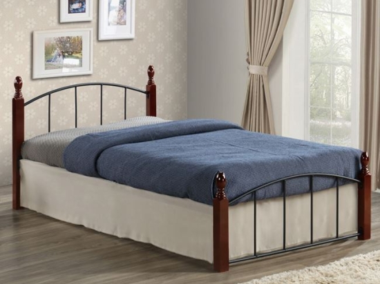 ΚΡΕΒΑΤΙ MAKAI ΜΕΤΑΛΛΟ ΞΥΛΟ ΚΑΡΥΔΙ ΣΤΡΩΜΑ 90X190 HM381