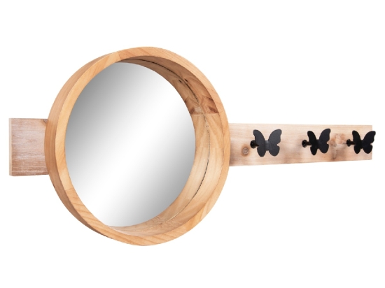 ΚΑΘΡΕΠΤΗΣ ΤΟΙΧΟΥ ΣΤΡΟΓΓΥΛΟΣ SCUTTLE HM4222 FIR WOOD&MDF-BLACK METAL 80x6,5x30,5Υεκ.