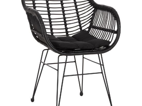 ΠΟΛΥΘΡΟΝΑ ΜΕ ΜΑΞΙΛΑΡΙ ΜΕΤΑΛΛΙΚΗ ALLEGRA HM5450.32 ΜΕ WICKER ΜΑΥΡΟ 58x59x82Υεκ.