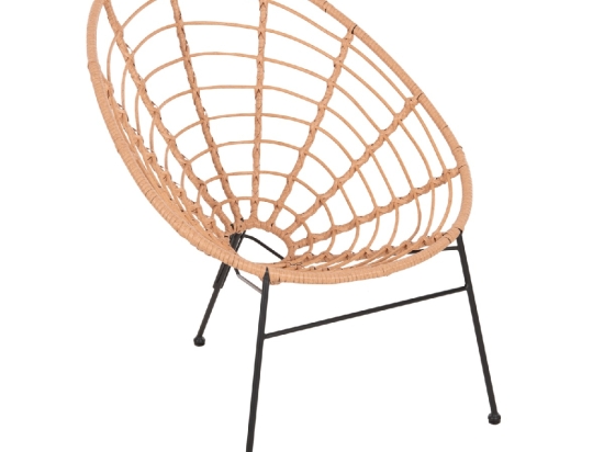 ΠΟΛΥΘΡΟΝΑ ΤΥΠΟΥ ΦΩΛΙΑ ΜΕΤΑΛΛΙΚΗ ALLEGRA HM5458.11 ΜΕ WICKER ΜΠΕΖ 73x78x88Υεκ.