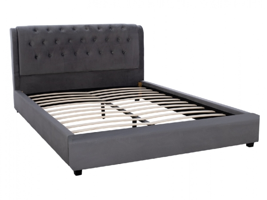 ΚΡΕΒΑΤΙ ODALYS 150X200 ΒΕΛΟΥΔΟ ΥΦΑΣΜΑ ΓΚΡΙ HM549.11 164x223x100 εκ.