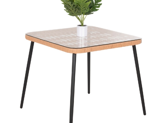 ΤΡΑΠΕΖΙ ΤΕΤΡΑΓΩΝΟ ALLEGRA HM5536.11 ΜΕΤΑΛ.ΜΑΥΡΟ-P.E. RATTAN ΦΥΣΙΚΟ 79,5x79,5x72,5Υεκ