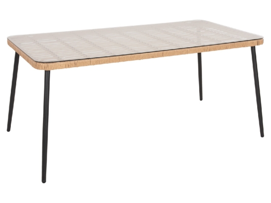 ΤΡΑΠΕΖΙ ΟΡΘΟΓΩΝΙΟ ALLEGRA HM5538.11 ΜΕΤΑΛ.ΜΑΥΡΟ-P.E. RATTAN ΦΥΣΙΚΟ 159,5x89,5x72Υεκ.