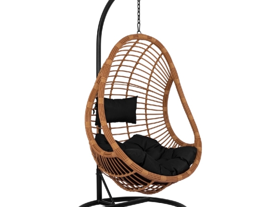ΚΡΕΜΑΣΤΗ ΠΟΛΥΘΡΟΝΑ ΦΩΛΙΑ CALLIE HM5541.04 ΜΕ ΜΠΕΖ WICKER & ΜΑΥΡΑ ΜΑΞΙΛΑΡΙΑ Φ105Χ195Υ εκ.