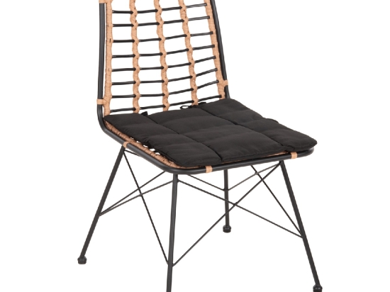 ΚΑΡΕΚΛΑ ΜΕΤΑΛΛΙΚΗ ALLEGRA HM5691.11 WICKER ΜΠΕΖ-ΜΑΥΡΟ 51x54x84Υεκ.
