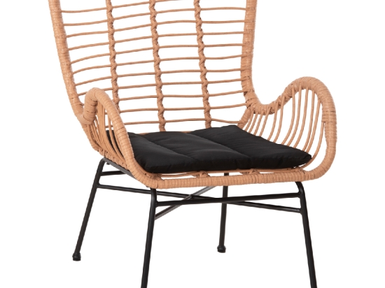 ΠΟΛΥΘΡΟΝΑ ΣΤΥΛ ΜΠΕΡΖΕΡΑΣ ALLEGRA HM5704.11 P.E.RATTAN ΜΠΕΖ-ΜΑΥΡΟ ΜΕΤΑΛΛΟ 66x59x90Υεκ.