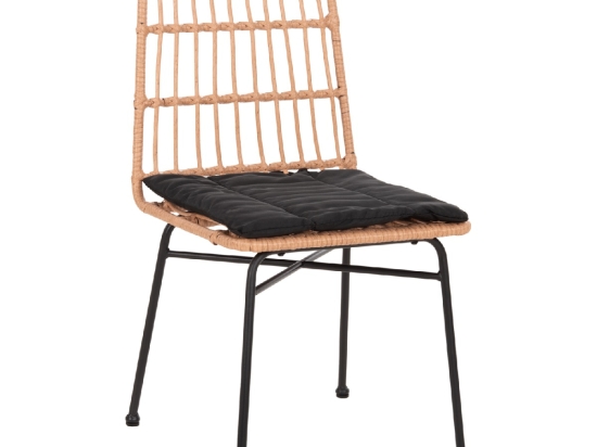 ΚΑΡΕΚΛΑ ALLEGRA HM5705.11 ΜΑΥΡΗ ΜΕΤΑΛΛΙΚΗ ΜΕ ΜΑΞΙΛΑΡΙ-WICKER ΜΠΕΖ 46,5x50x85Υεκ.