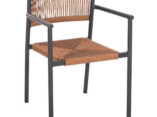 ΠΟΛΥΘΡΟΝΑ ΑΛΟΥΜΙΝΙΟΥ STER HM5786.12 ΑΝΘΡΑΚΙ-ΣΥΝΘ.RATTAN ΜΠΕΖ 55,5x53x78Υεκ.