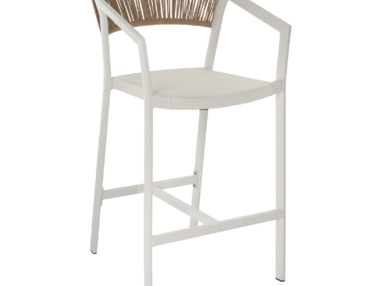 ΣΚΑΜΠΟ ΑΛΟΥΜΙΝΙΟΥ ΛΕΥΚΟ ΜΕ ΜΠΡΑΤΣΑ RATTAN & TEXTLINE 56x58x105Yεκ. HM5892.22