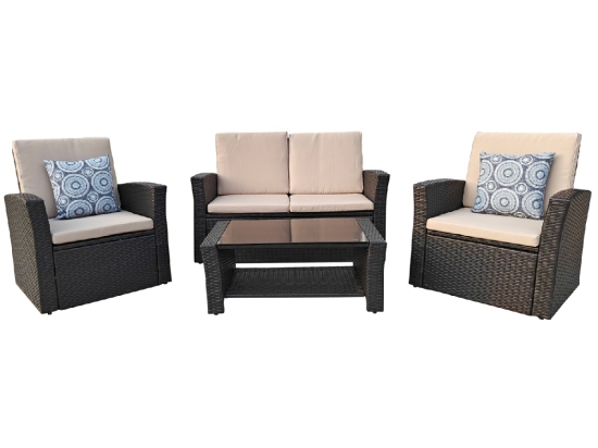 ΣΑΛΟΝΙ ΕΞ.ΧΩΡΟΥ 4ΤΜΧ THORE HM5978 ΣΥΝΘ. RATTAN ΜΑΥΡΟ-ΜΠΕΖ ΜΑΞΙΛΑΡΙΑ