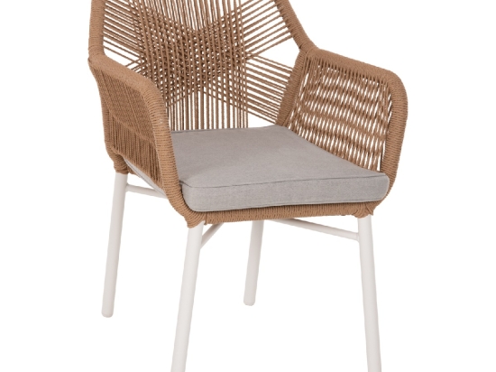 ΠΟΛΥΘΡΟΝΑ TOPIN HM6048.01 ΑΛΟΥΜΙΝΙΟ ΛΕΥΚΟ-P.E. RATTAN ΑΝΟΙΧΤΟ ΚΑΦΕ-ΜΑΞΙΛΑΡΙ ΓΚΡΙ 58x60x83Υ εκ
