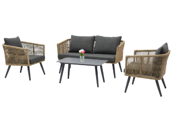 ΣΑΛΟΝΙ ΕΞ.ΧΩΡΟΥ 4ΤΜΧ FREJA HM6057.03 ΑΛΟΥΜ.ΑΝΘΡΑΚΙ-PE RATTAN ΜΠΕΖ-ΑΝΘΡΑΚΙ ΜΑΞΙΛΑΡΙΑ