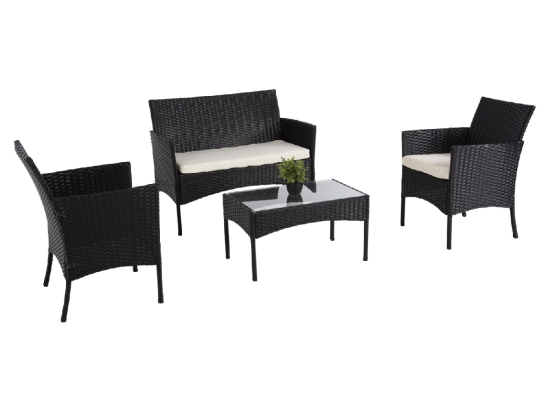 ΣΕΤ ΣΑΛΟΝΙ 4ΤΜΧ STASIA HM6089.04 ΣΥΝΘ.RATTAN ΜΑΥΡΟ-ΜΠΕΖ ΜΑΞΙΛΑΡΙΑ