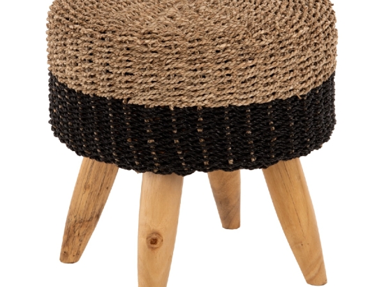 ΣΚΑΜΠΟ BEAM HM7826 ΞΥΛΟ ΤΕΑΚ ΚΑΙ SEAGRASS ΣΕ ΦΥΣΙΚΟ & ΓΚΡΙ Φ43x45Yεκ.