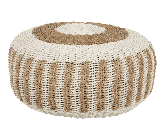 ΠΟΥΦ ΣΚΑΜΠΟ SARONI HM7851.01 SEAGRASS ΣΕ ΦΥΣΙΚΟ-ΛΕΥΚΟ ΧΡΩΜΑ Φ60x35Yεκ.