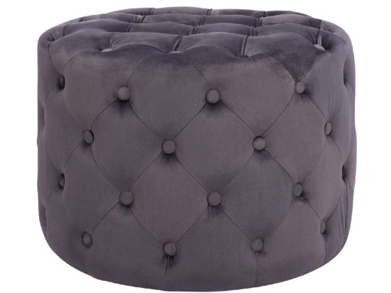 ΣΚΑΜΠΟ KASSIE  ΓΚΡΙ ΒΕΛΟΥΔΟ ΤΥΠΟΥ CHESTERFIELD HM8406.01 Φ60x43Υ εκ.