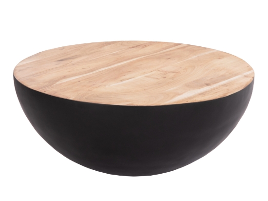 ΔΙΑΚΟΣΜΗΤΙΚΟ ΤΡΑΠΕΖΙ ΣΑΛΟΝΙΟΥ BOWL Φ90X37,5Yεκ. ΜΑΥΡΟ ΜΕ ΞΥΛΟ ΑΚΑΚΙΑΣ HM8717.21