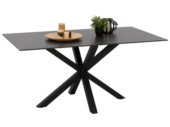 ΤΡΑΠΕΖΙ ΤΡΑΠΕΖΑΡΙΑΣ SYNTEC HM9308.01 SINTERED STONE ΜΑΥΡΟ ΜΕΤΑΛΛΙΚΑ ΠΟΔΙΑ 160x90x75Y εκ.