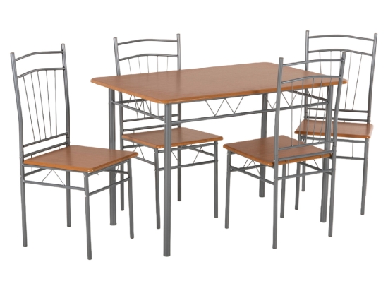 ΣΕΤ ΤΡΑΠΕΖΑΡΙΑΣ 5ΤΜΧ PEARY HM9416.12 ΜΕΤΑΛΛΟ ΑΣΗΜΙ-MDF ΣΟΝΑΜΑ 110x60x74Yεκ.