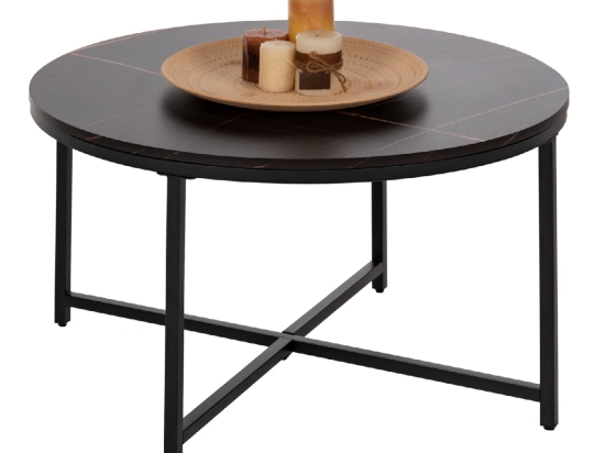 ΤΡΑΠΕΖΙ ΣΑΛΟΝΙΟΥ HM9420.03 BLACK MARBLE ΜΕΛΑΜΙΝΗ-ΜΑΥΡΗ ΜΕΤΑΛΛΙΚΗ ΒΑΣΗ Φ80x48,5Yεκ.