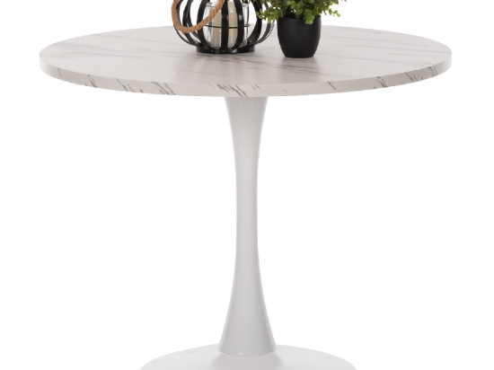 ΤΡΑΠΕΖΙ ΤΡΑΠΕΖΑΡΙΑΣ ROLLO HM9421.01 ΣΤΡΟΓΓΥΛΟ WHITE MARBLE Φ90x74Y εκ.