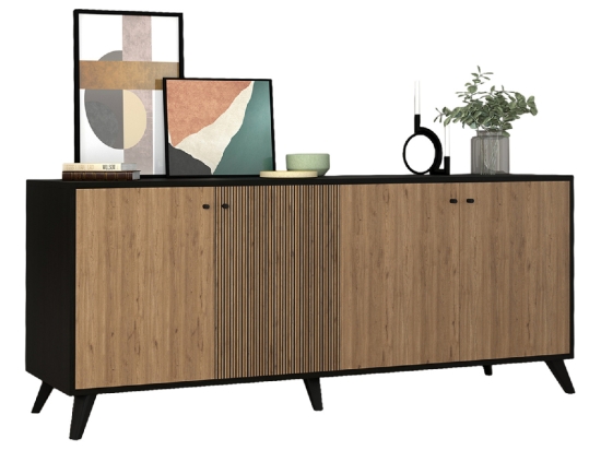 ΜΠΟΥΦΕΣ ΜΕΛΑΜΙΝΗΣ KRUDEN HM9446.11 ΜΑΥΡΟ-ΦΥΣΙΚΟ 180x40x78.6Υεκ.