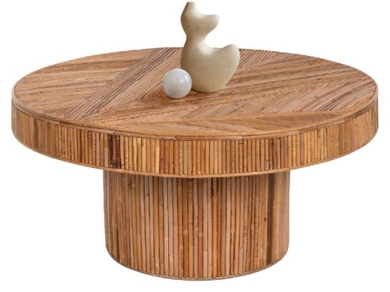 ΤΡΑΠΕΖΙ ΣΑΛΟΝΙΟΥ GATSBY ΣΤΡΟΓΓΥΛΟ HM9651 RATTAN ΧΡΩΜΑ ΦΥΣΙΚΟ Φ100x50Y εκ.