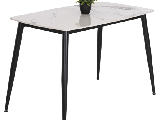 ΤΡΑΠΕΖΙ RAVEN HM9854.01 ΚΕΡΑΜΙΚΟ TOP ΛΕΥΚΟ ΜΑΡΜΑΡΟ-ΜΑΥΡΟ ΜΕΤΑΛΛΟ 117,5x67,5x76Υεκ.