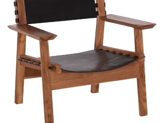 ΠΟΛΥΘΡΟΝΑ KONNA HM9928.01 TEAK ΞΥΛΟ ΣΕ ΦΥΣΙΚΟ-ΔΕΡΜΑ ΑΓΕΛΑΔΟΣ ΣΕ ΜΑΥΡΟ 80x64x73Υεκ.