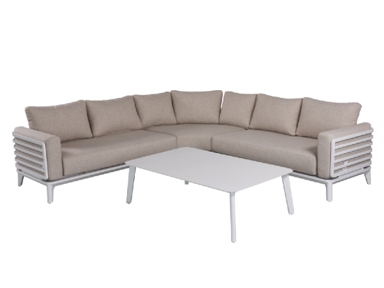ΣΕΤ ΣΑΛΟΝΙ ΕΞ.ΧΩΡΟΥ 4ΤΜΧ ORION CORNER SM6191.02 ΛΕΥΚΟ ΑΛΟΥΜINIO & ΜΠΕΖ OLEFIN
