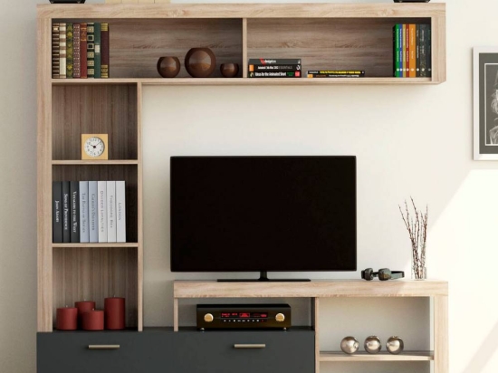 ΣΥΝΘΕΣΗ ΤΗΛΕΟΡΑΣΗΣ FLOKS 170X41X170ΕΚ SONOMA (ΦΥΣΙΚΟΣ ΔΡΥΣ)-ΓΡΑΦΙΤΗΣ