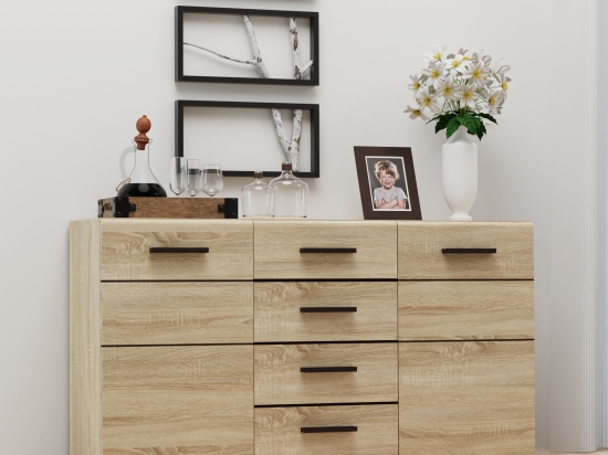 ΜΠΟΥΦΕΣ SOLO 150X41X82CM SONOMA ΜΕ WENGE ΚΑΙ MDF ΚΑΜΠΥΛΩΤΟ ΤΕΛΕΙΩΜΑ ΣΤΙΣ ΠΟΡΤΕΣ.