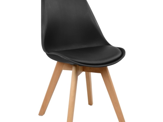 ΚΑΡΕΚΛΑ LORA 47X56.6X82CM ΜΑΥΡΟ ΜΕ ΞΥΛΙΝΑ ΠΟΔΙΑ