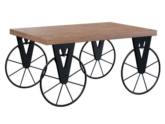 Τραπέζι σαλονιού Bike pakoworld χρώμα μαύρο-καρυδί 85x55x41εκ