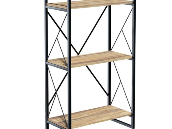 Βιβλιοθήκη Baker pakoworld καρυδί-μαύρο 66x35x93εκ