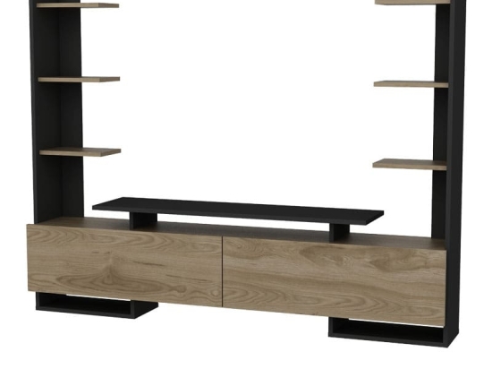 Σύνθετο σαλονιού Clarry pakoworld καρυδί-μαύρο 183.6x31.5x140εκ