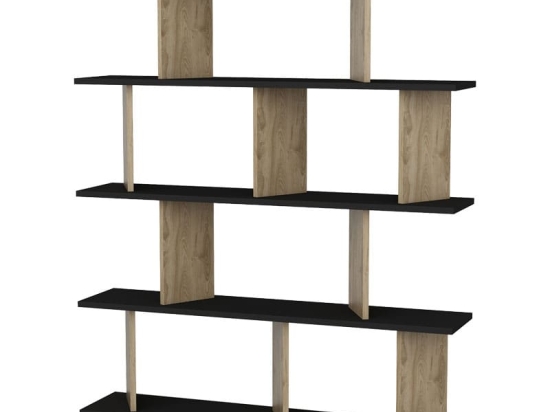 Βιβλιοθήκη Ratu pakoworld sonoma-μαύρο 120x24,6x141εκ