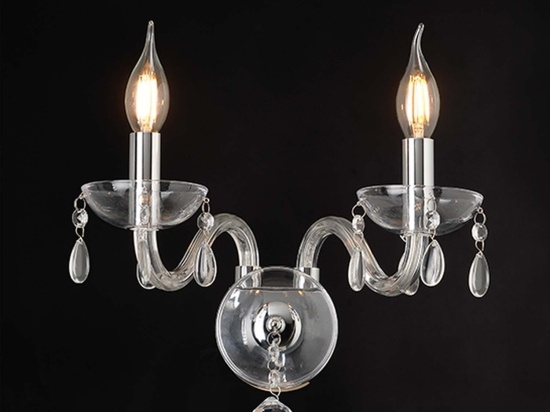 Φωτιστικό Τοίχου Δίφωτο BLK82042WCC Clear Κρύσταλλο,Μέταλλο